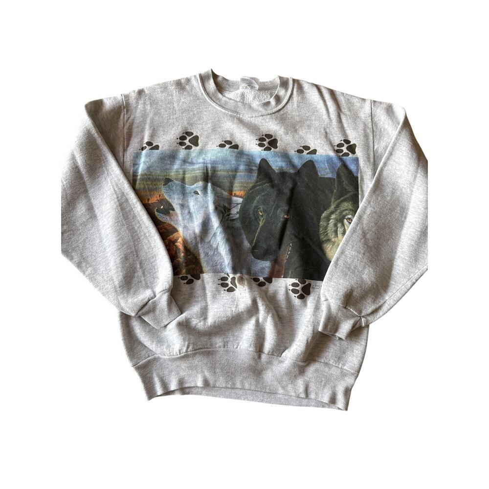 Vintage Earth Tones Graeme Stevenson Wrap Around Nature Art USA Made M Crewneck